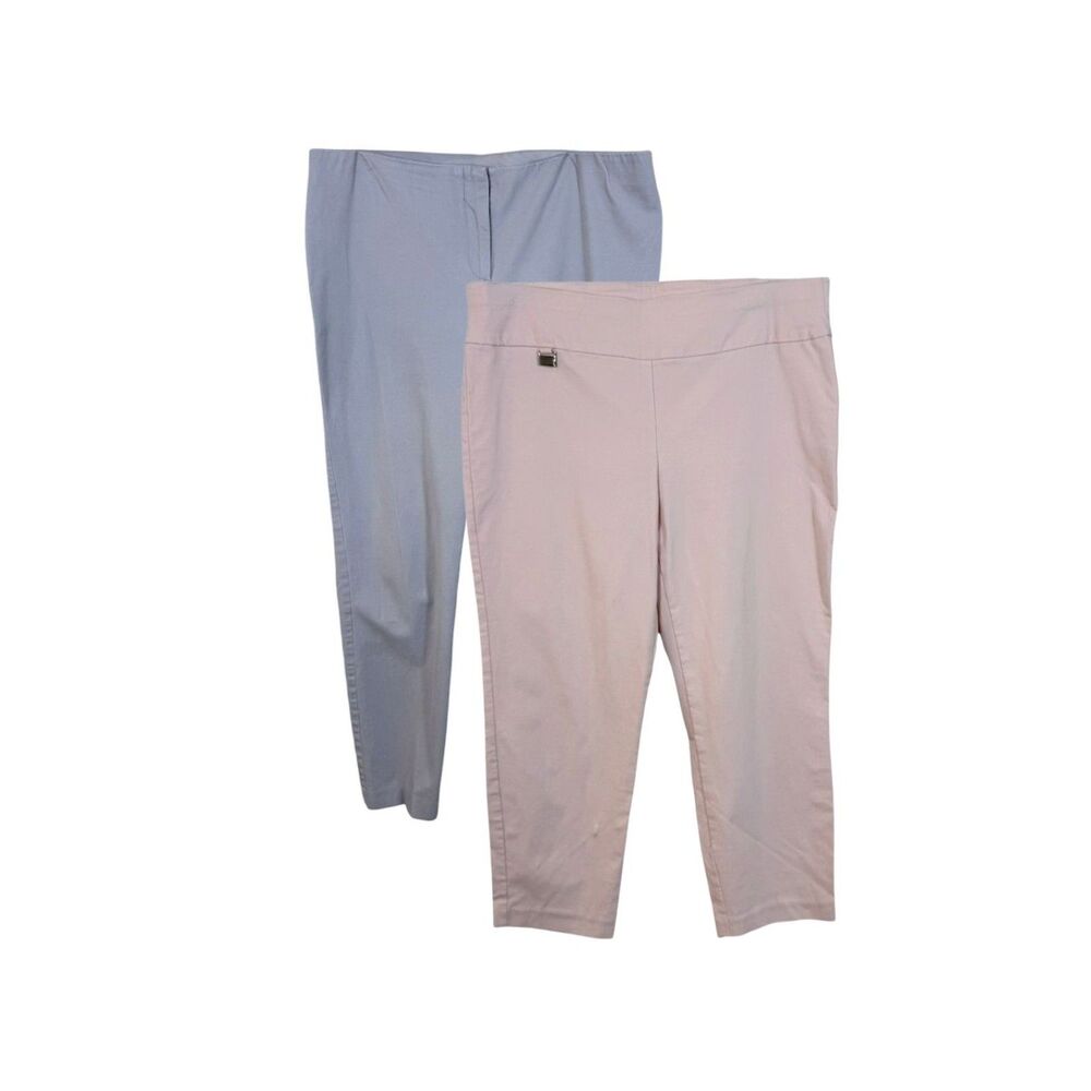 Alfani Bundle 2 Pull-On Slim Pants Womens Size 12 Gray & Pink EUC